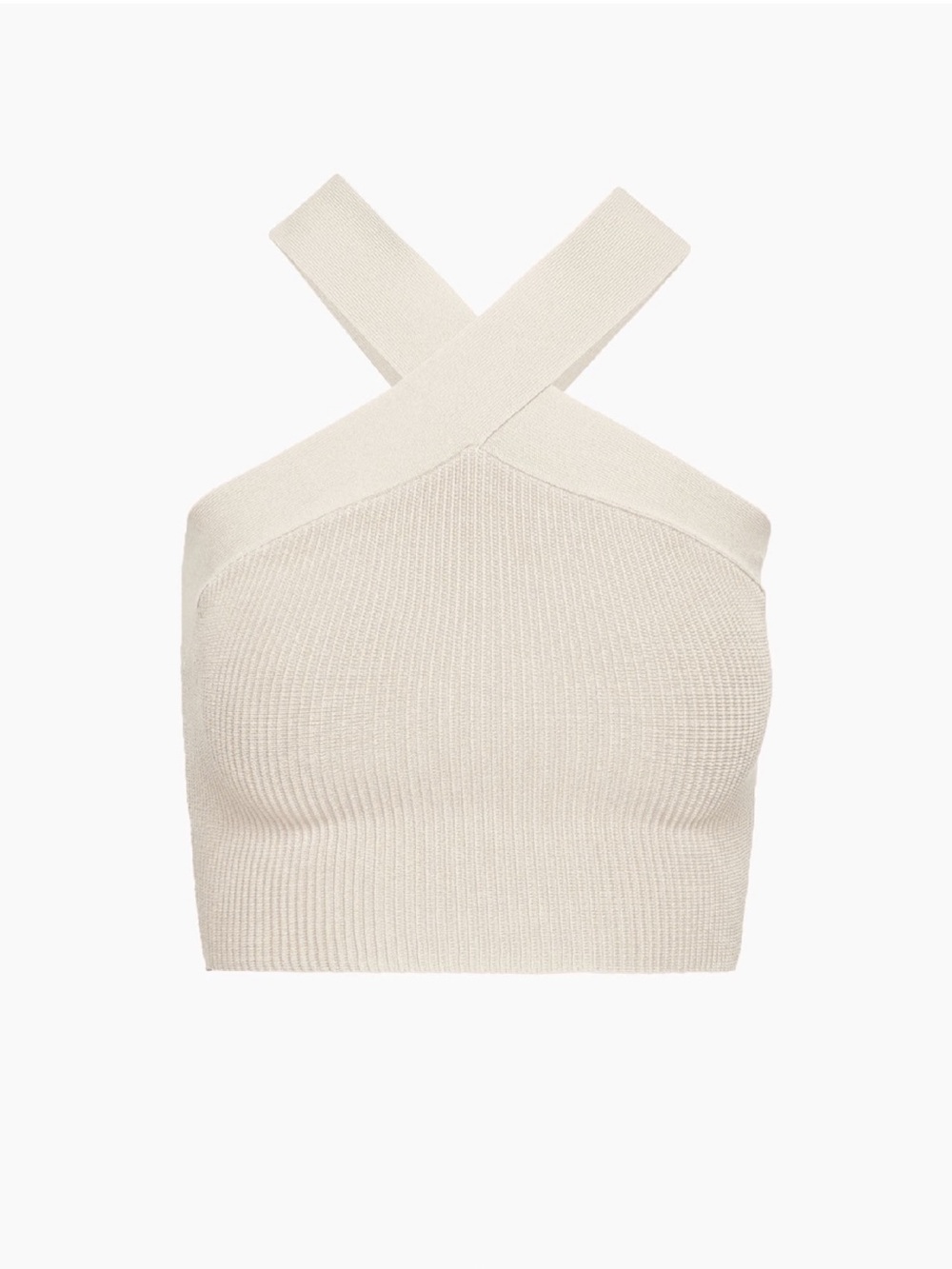 Babaton Cross-Strap Ribbed Crop Cami in White